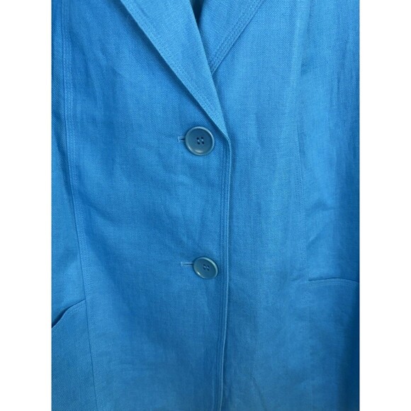 TALBOTS Blue 100% Linen Blazer Women 20W Long Sleeve Lined Pockets Jacket Career - Picture 7 of 13